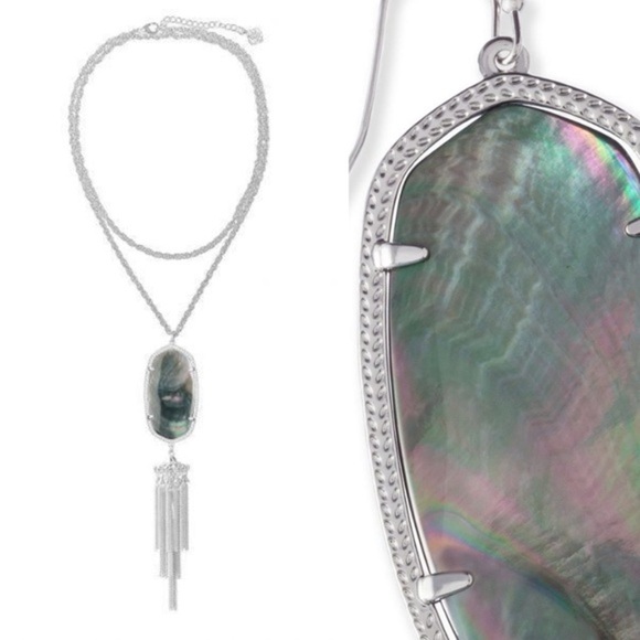 Kendra Scott Elle Drop Earrings and Rayne Necklace in Black Mother of Pearl - Picture 1 of 6